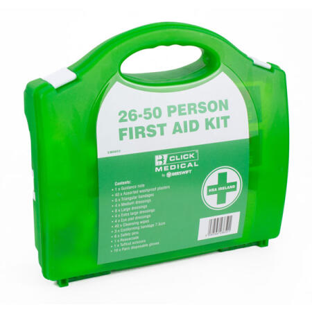 Click Medical 26-50 Person First Aid Kit With Eyewash And Burn Dressings Green