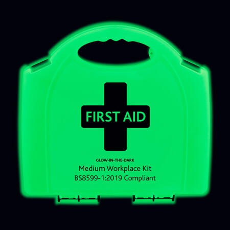 Click Medical Bs8599-1 Small Workplace First Aid Kit Glow In The Dark Box Green