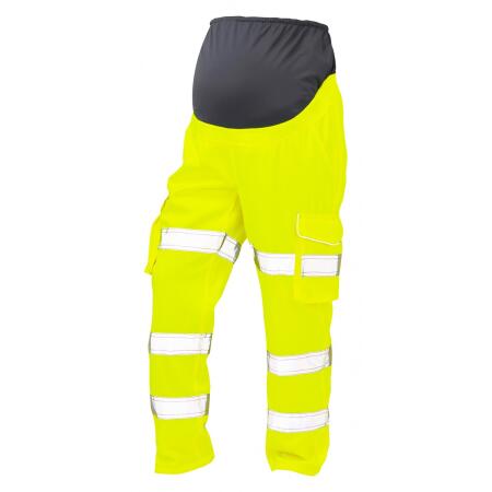 LEO Workwear VERITY ISO 20471 Cl 2 Poly/Cotton Maternity Cargo Trouser (UK 14-16) HV YELLOW
