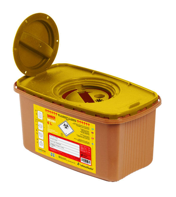 WOODSAFE SHARPS BIN LID AND SCREW FIT CAP 6 LITRE