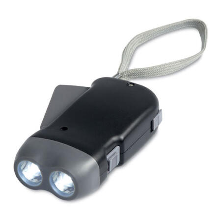 2 Led Abs Dynamo Torch  Black