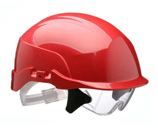 Centurion Spectrum Safety Helmet With Integrated Eye Protection Red