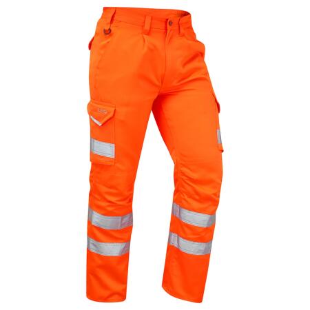 LEO Workwear BIDEFORD ISO 20471 Cl 1 Poly/Cotton Cargo Trouser HV ORANGE