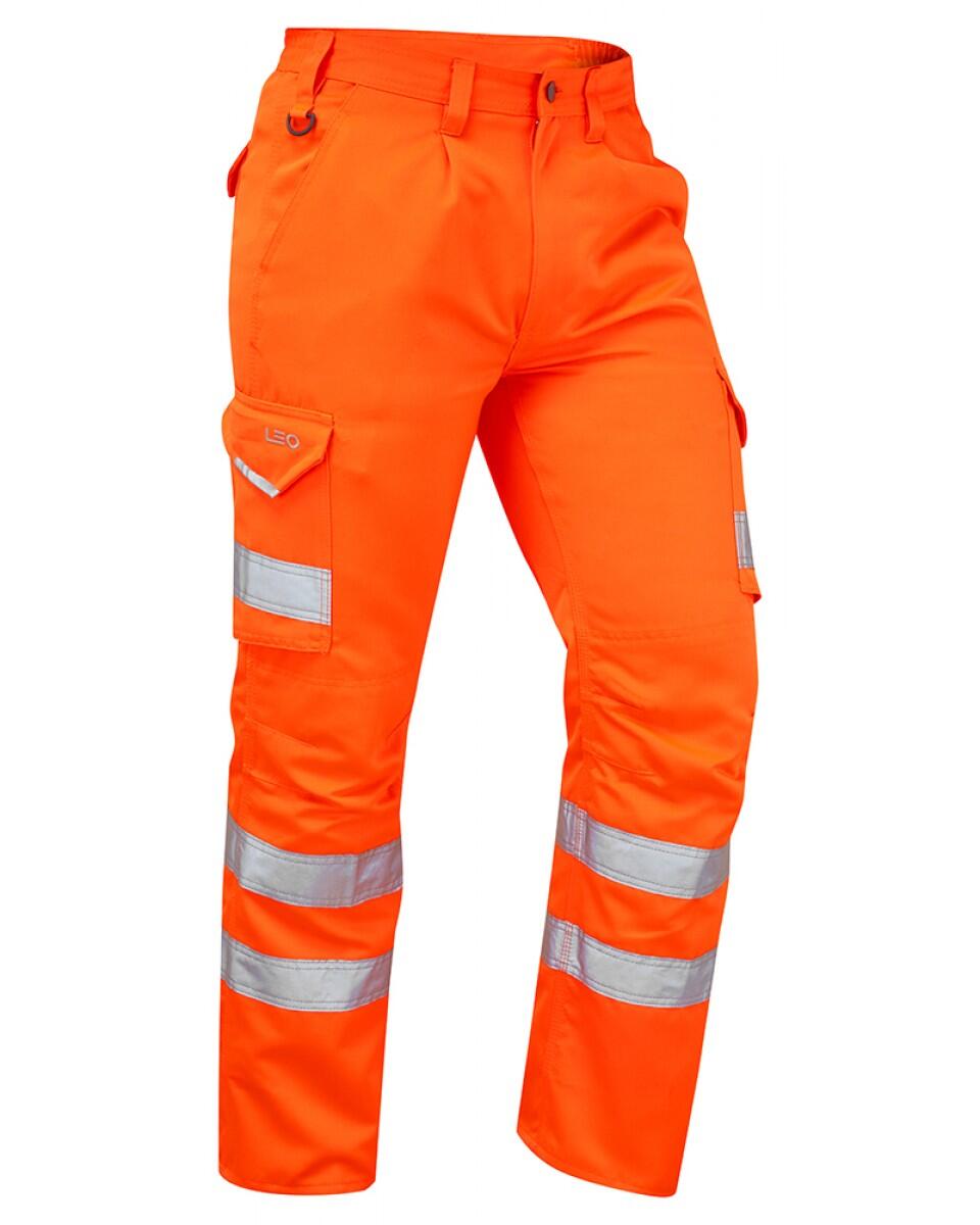 LEO Workwear BIDEFORD ISO 20471 Cl 1 Poly/Cotton Cargo Trouser HV ORANGE