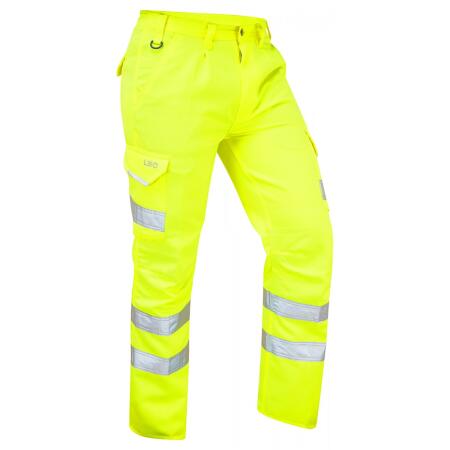 LEO Workwear BIDEFORD ISO 20471 Cl 1 Poly/Cotton Cargo Trouser HV YELLOW