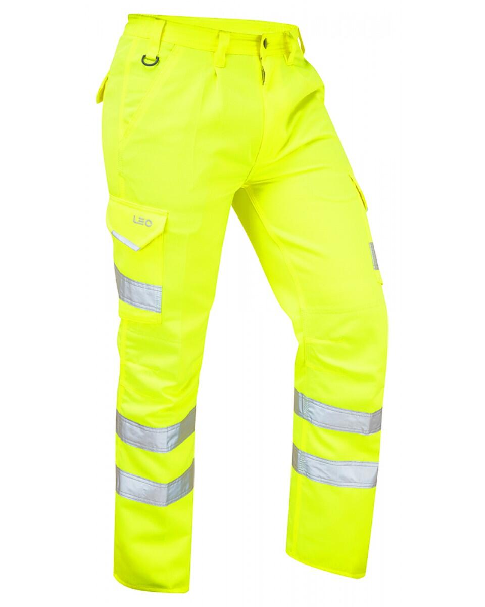 LEO Workwear BIDEFORD ISO 20471 Cl 1 Poly/Cotton Cargo Trouser HV YELLOW