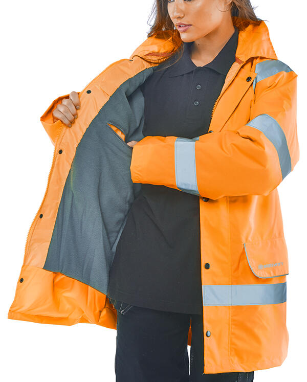 Beeswift Hi-Vis Fleece Lined Traffic Jacket Orange