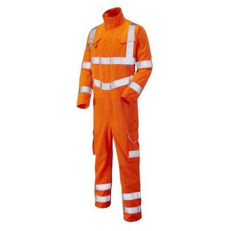 LEO Workwear MOLLAND ISO 20471 Cl 3 Poly Cotton Coverall HV ORANGE