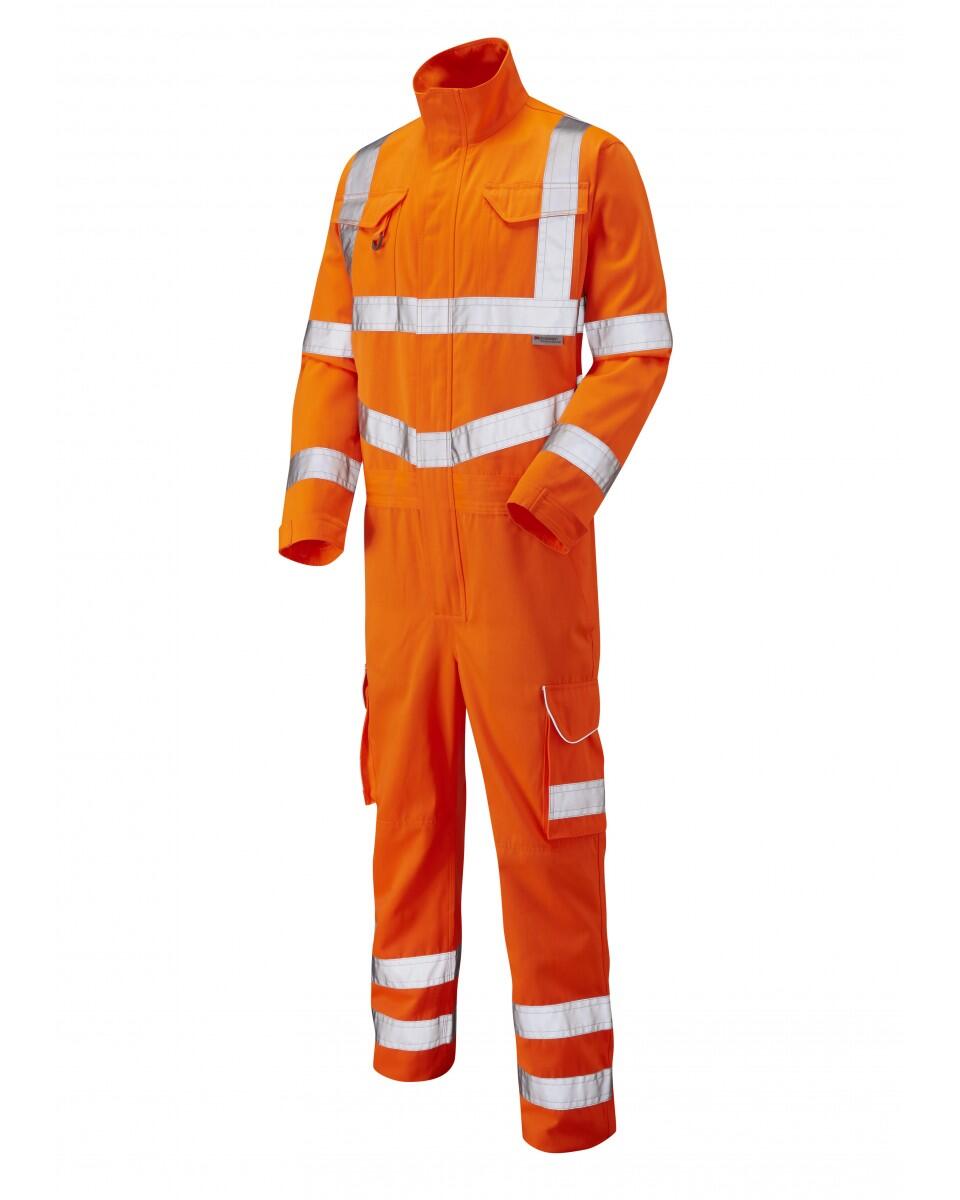 LEO Workwear MOLLAND ISO 20471 Cl 3 Poly Cotton Coverall HV ORANGE