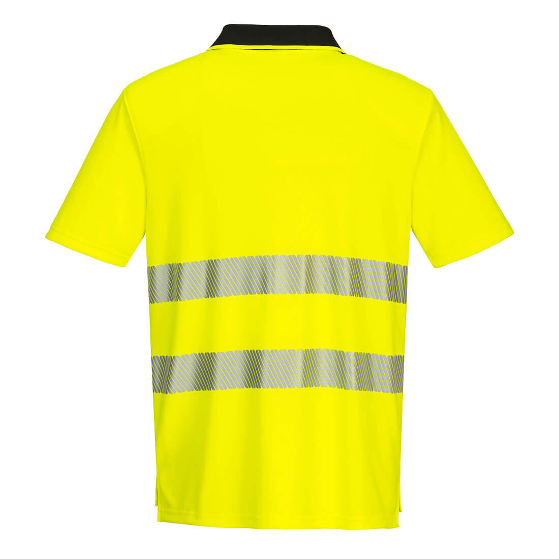 DX412 DX4 Hi-Vis Zip Polo Shirt S/S Yellow/Black - Image 2
