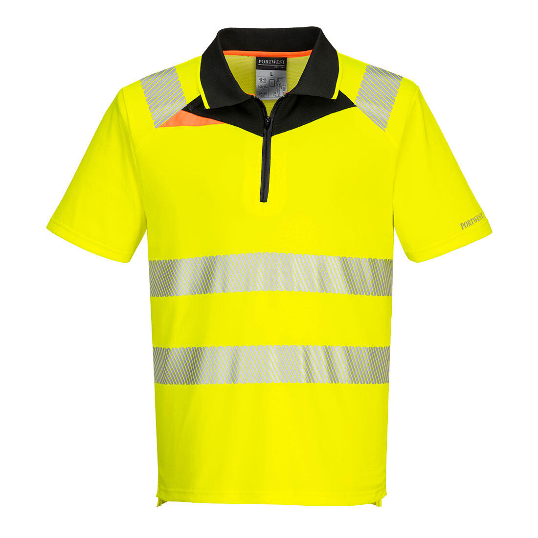 DX412 DX4 Hi-Vis Zip Polo Shirt S/S Yellow/Black