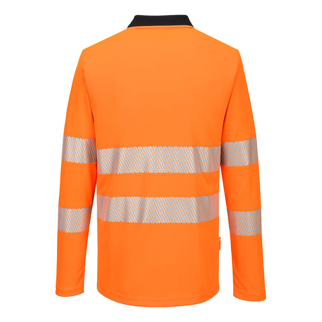DX419 DX4 Hi-Vis Zip Polo Shirt L/S Orange/Black - Image 2