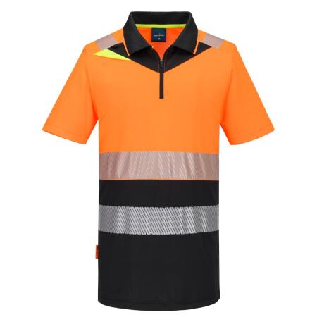 DX435 DX4 Hi-Vis Zip Class 1 Polo Shirt S/S  Orange/Black