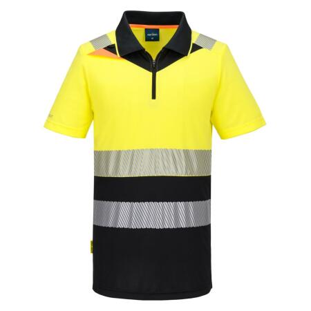 DX435 DX4 Hi-Vis Zip Class 1 Polo Shirt S/S  Yellow/Black