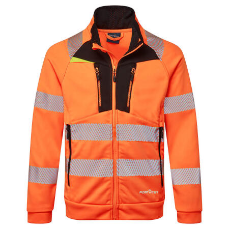 DX477 DX4 Hi-Vis Funnel Neck Zipped Sweatshirt Orange/Black