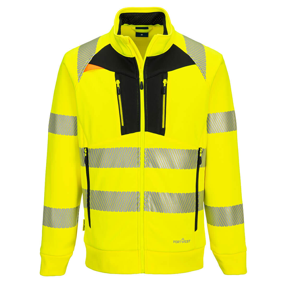 DX477 DX4 Hi-Vis Funnel Neck Zipped Sweatshirt Yellow/Black
