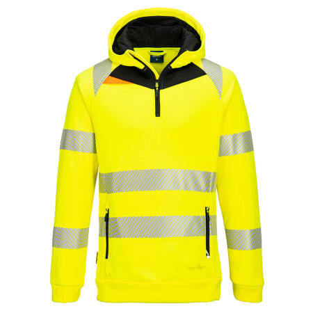 DX482 DX4 Hi-Vis 1/4 Zip Hoodie Yellow/Black