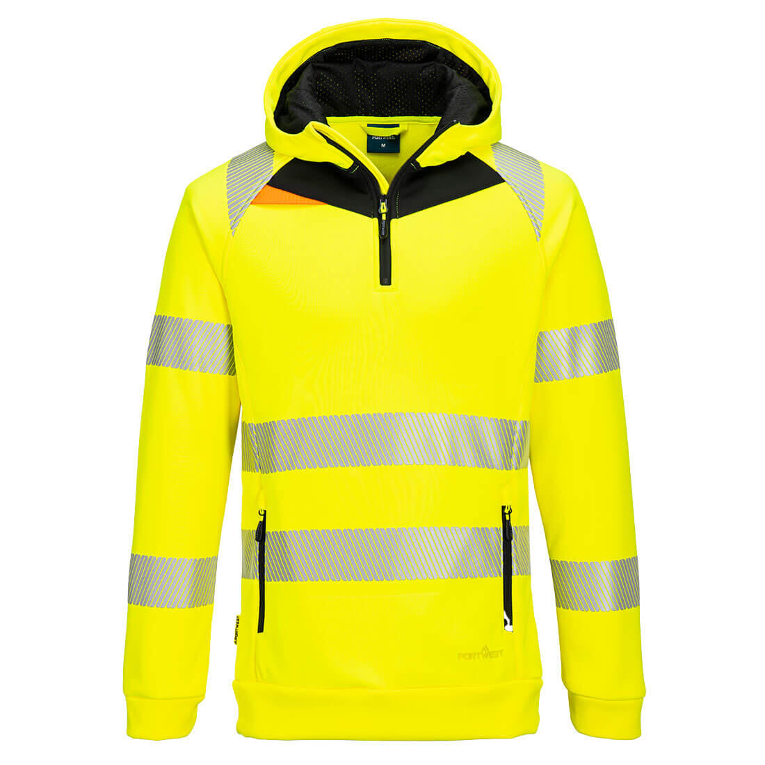 DX482 DX4 Hi-Vis 1/4 Zip Hoodie Yellow/Black