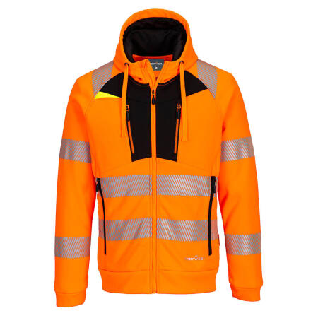 DX484 DX4 Hi-Vis Zip Hoodie Orange/Black