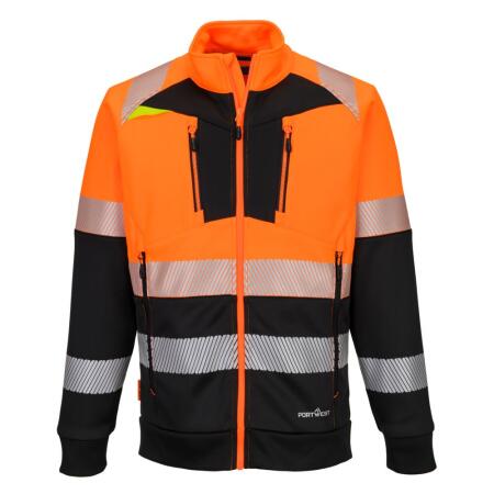 DX490 DX4 Hi-Vis Class 1 Funnel Neck Zipped Sweatshirt  Orange/Black
