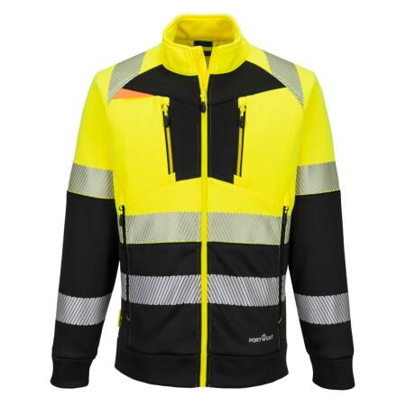 DX490 DX4 Hi-Vis Class 1 Funnel Neck Zipped Sweatshirt  Yellow/Black