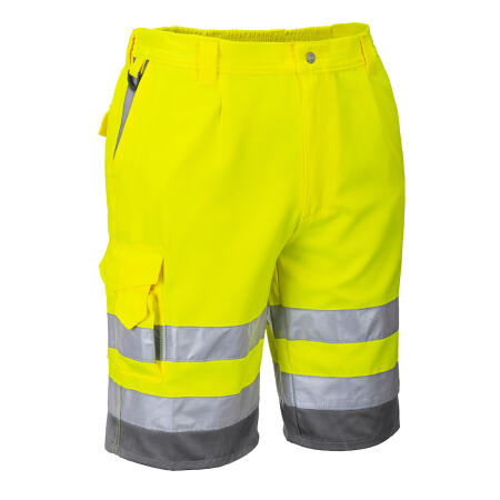 E043 Hi-Vis Contrast Shorts Yellow/Grey