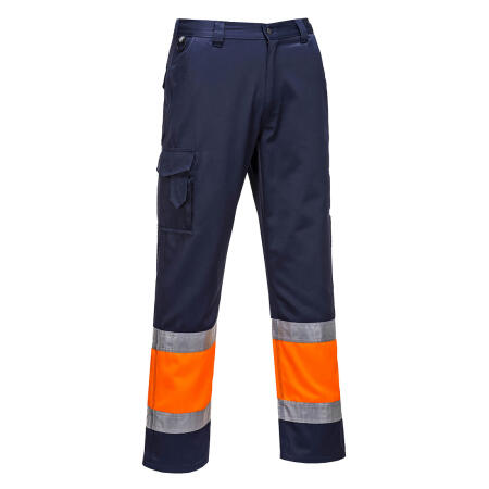 E049 Hi-Vis Contrast Class 1 Service Trousers Orange/Navy