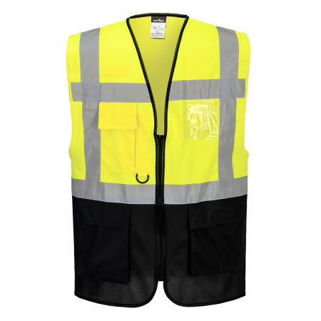 ES076 ES1 Essential Hi-Vis Contrast Executive Vest Yellow/Navy