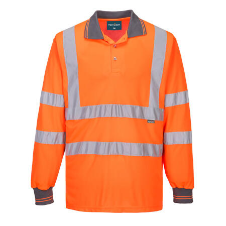 ES277 ES1 Essential Hi-Vis Polo Shirt L/S Orange