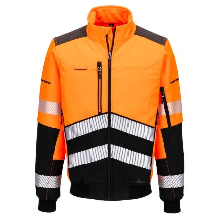 EV468 EV4 Hi-Vis Softshell Bomber (3L) Orange/Black