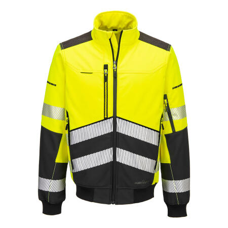 EV468 EV4 Hi-Vis Softshell Bomber (3L) Yellow/Black