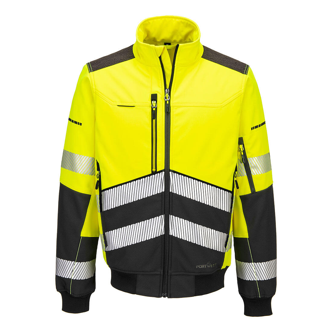 EV468 EV4 Hi-Vis Softshell Bomber (3L) Yellow/Black