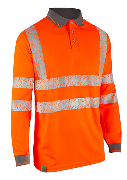 Beeswift Envirowear Hi-Vis Long Sleeve Recyclable Polo Shirt Orange