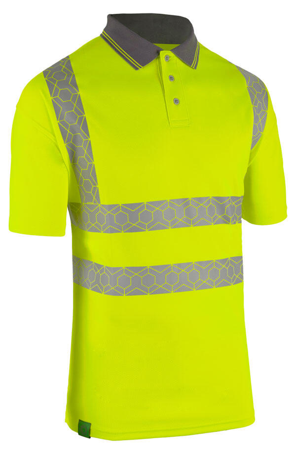 Beeswift Envirowear Hi-Vis Short Sleeve Recyclable Polo Shirt Saturn Yellow