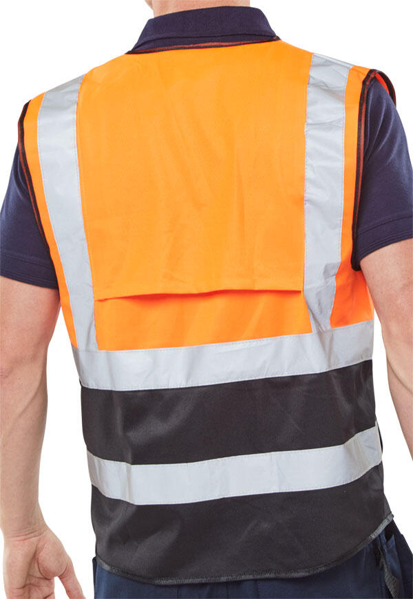 Beeswift Hi-Vis Two Tone Executive Id Vest Orange / Black - Image 2