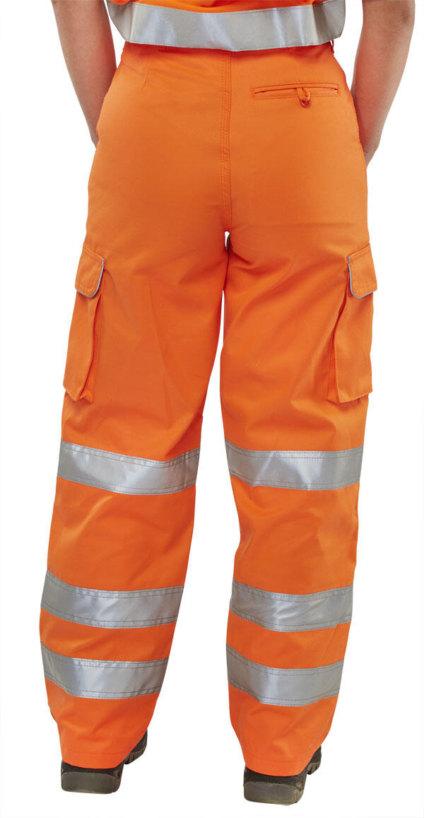 Beeswift Ladies Hi-Vis Rail Spec Trousers Orange - Image 2