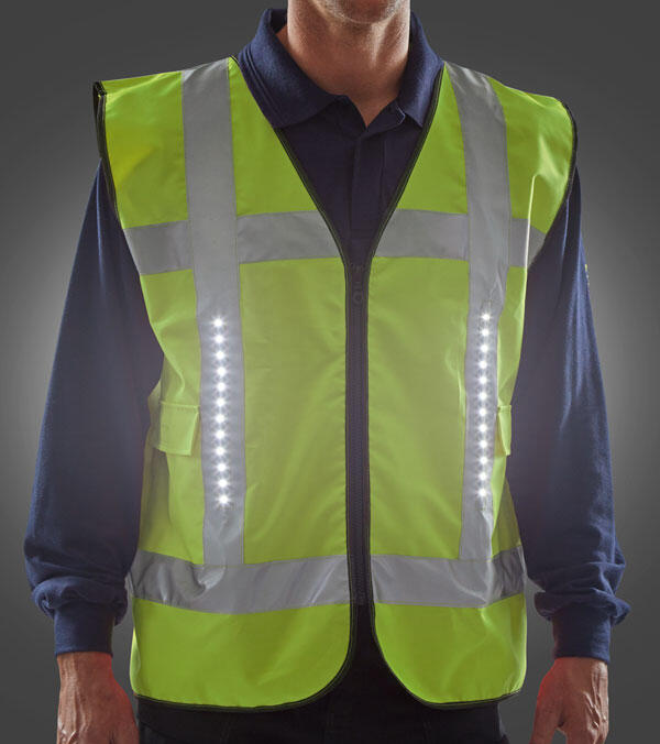 Light Vest Hi-Vis Led Light Up Basic Vest With Pockets Saturn Yellow - Image 2