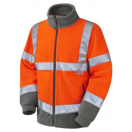 LEO Workwear HARTLAND ISO 20471 Cl 3 Fleece Jacket HV ORANGE