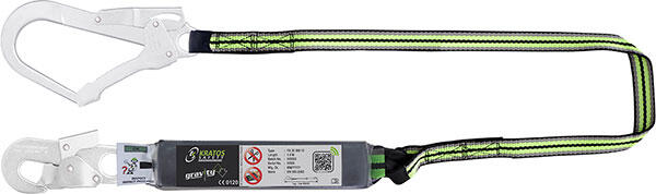 Kratos 1.5Mtr Lanyard + Scaff Hook Black/Green