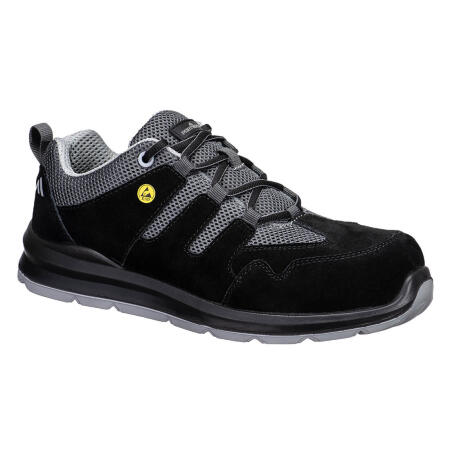FE07 Composite Cow Suede Leather Trainer S1 ESD SR FO Black/Grey