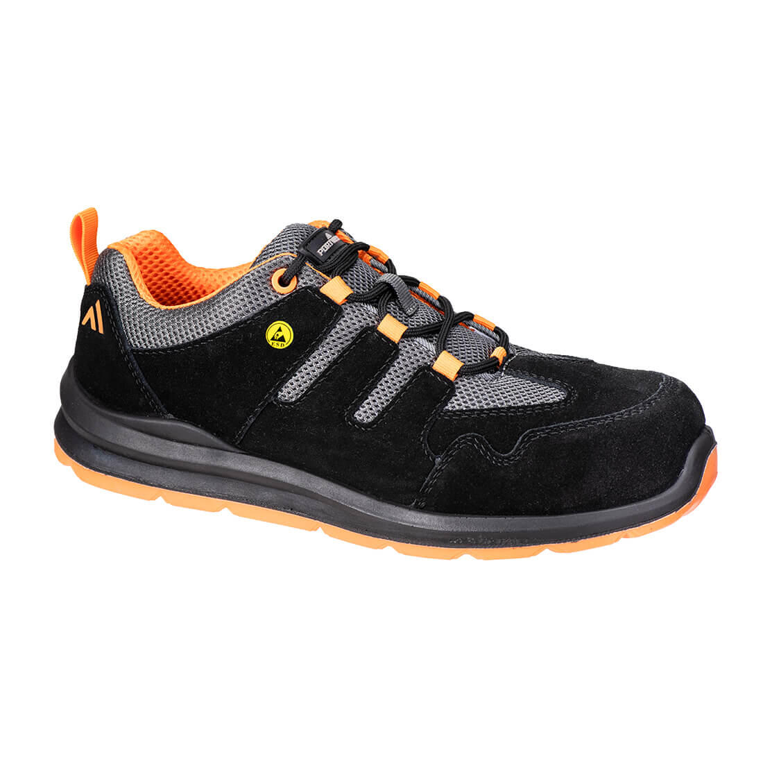 FE07 Composite Cow Suede Leather Trainer S1 ESD SR FO Black/Orange
