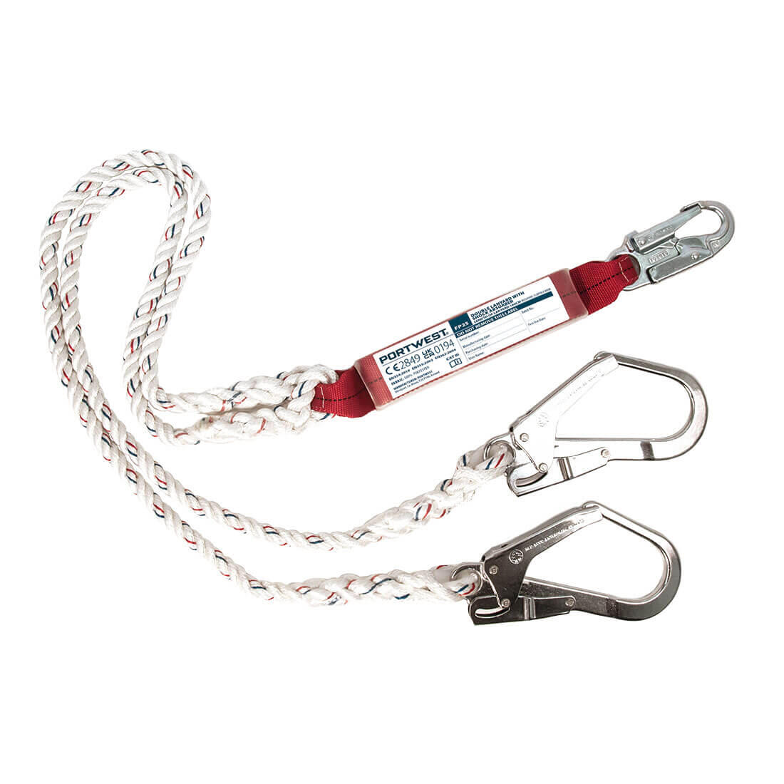 FP25 Double 1.8m Lanyard With Shock Absorber White
