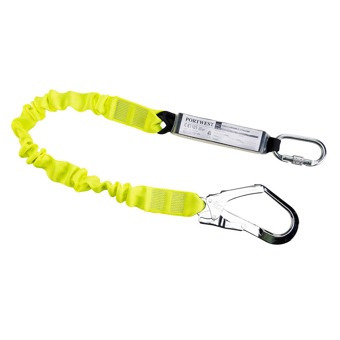 FP53 Single Elasticated 1.8m Lanyard With Shock Absorber Yellow
