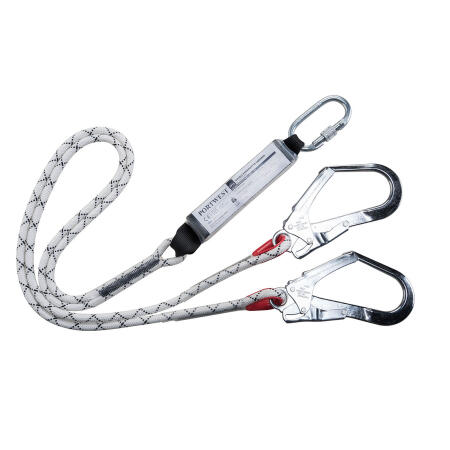 FP55 Double Kernmantle 1.8m Lanyard With Shock Absorber White