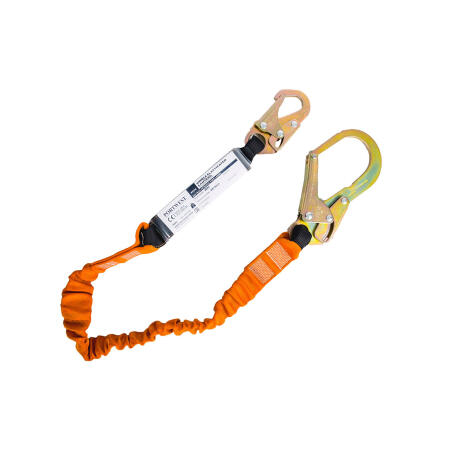 FP74 Single 140kg 1.8m Lanyard with Shock Absorber Black/Orange