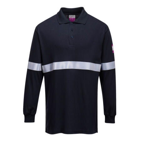 Portwest FR03 Modaflame Knit FR Long Sleeve Polo Shirt Navy