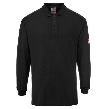 FR10 Modaflame Knit FR Long Sleeve Polo Shirt Black