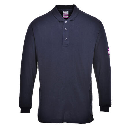 Portwest FR10 Modaflame Knit FR Long Sleeve Polo Shirt Navy