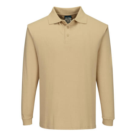 FR10 Modaflame Knit FR Long Sleeve Polo Shirt Tan