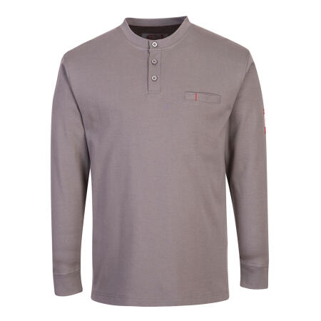 FR32 Bizflame Knit FR Long Sleeve Henley Grey